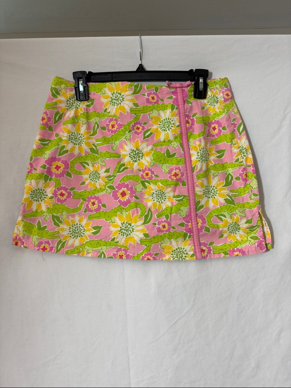 Lilly Pulitzer Pink Floral Mini Skort with Green Alligators